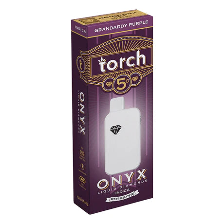 Indulge in the bold allure of Torch Onyx Liquid Diamonds THCA Disposable with our Grandaddy Purple vape. Encased in elegant purple and gold, this indica delivers a rich experience enhanced by premium cannabis-derived terpenes. Discover the unparalleled luxury of THCA Disposables today.