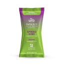 A green and purple package of Urb D8 | D9 High Potency Gummies | 2ct, labeled as Spiked Kiwi with dragonfruit and kiwi flavor. Contains 2 THC gummies, 100mg each, and a warning of potency. Net weight: 0.39 oz (11g).