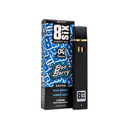 The **Eighty Six Delta 8 Disposable | 2g** in black finish rests beside its sleek blue and black packaging box labeled "Boo Berry," featuring flavors Blue Dream and Lemon Haze, with a total of 2 grams.