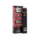 A black Eighty Six Delta 8 Disposable | 2g and its packaging from Eighty Six Brand. The package is labeled "86 Eighty Six," "Delta-8," "Berry Slush," and "Strawberry Cough Mojito." The 2-gram vape pen is marked as Sativa.