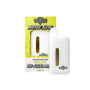 A white vape cartridge labeled "Exodus THCA Live Resin Disposable | 5g" sits beside its yellow and black packaging with "Exodus" branding, featuring premium Delta 8 Live Resin.