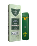 The stylish packaging of the green vape pen, labeled "Hidden Hills," highlights the distinct "Grape Pie Face" flavor with a "Live Rosin Bar" tag. Discover an elevated experience with Delta 9 and THCP featured in the Hidden Hills Bussin Blend THCP Disposable Vape, containing 2g.