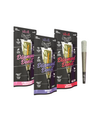 Three Hidden Hills Diamond Boyz Pre Roll 2.2g packages—Strawberry Shortcake, Purple OG, and Apple Banana—are shown next to an unwrapped pre-roll.