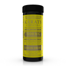 A sleek black jar labeled "Carats Karats Deuces Live Resin Gummies | 7000mg, Lemon Dropz," highlighting Delta 8 THC Live Resin content. Each jar holds 20 gummies at 35mg each, totaling an impressive 700mg THC per bottle.