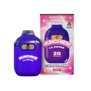 The image showcases a Delta Munchies Lil Ripper Delta 8 Disposable Vape in the "Candyland" flavor. This sleek purple device, paired with matching packaging, contains 2 grams of Sativa. Designed for users aged 21 and over, this product promises a premium experience.