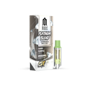 Image of a Modus Platinum Blend Cartridge | 2g box labeled "Dark Karma" with 2000mg diamond sauce CBN and THC-P, next to a cartridge with a green mouthpiece.