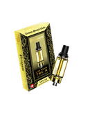 The Pressure LA Live Resin THC-A Cartridge (3.5g) flaunts a sleek black and yellow ornate design with "Lemon Pound Cake" and "Sativa" attributes, offering a refined experience.