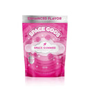 A bag of Space Gods brand Space Gods Mega Dose Gummies | 900mg in pink lemonade flavor, with "Enhanced Flavor" on the top and 900 mg in the bottom center, 150 grams total weight.