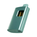 A teal-colored Urb Smart Device THCA | THCP Disposable | 6g by Urb, with a rectangular body, featuring a window displaying internal components and a charging port at the base, ideal for use with Live Resin Extract.