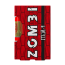 A red packaging with a brick pattern, labeled "ZGM 31" and "ITEM-9" in large white and black letters. A section of the packaging appears torn, revealing gold and white underneath, hinting at the high-quality Zombi Live Badder Vape Cartridges | 2g inside from Zombi.