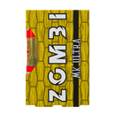 Yellow rectangular packaging with a textured pattern, featuring the text "ZGM31" in bold white letters and "MK ULTRA" on a black strip. A red band around the top left corner also has "ZGM31" on it. Perfect for holding Zombi Live Badder Vape Cartridges | 2g products containing Delta 8 THC.