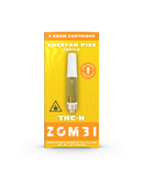 The Zombi THC-H Vape Cartridge, labeled "Cheetah Piss Indica," features a 1g cartridge image and cannabis warning. Ideal for aficionados, it ensures premium quality and a potent experience.