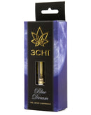 A rectangular box of 3Chi Delta 8 Vape Cartridges | 1g features a blue background and a partially visible moon design.