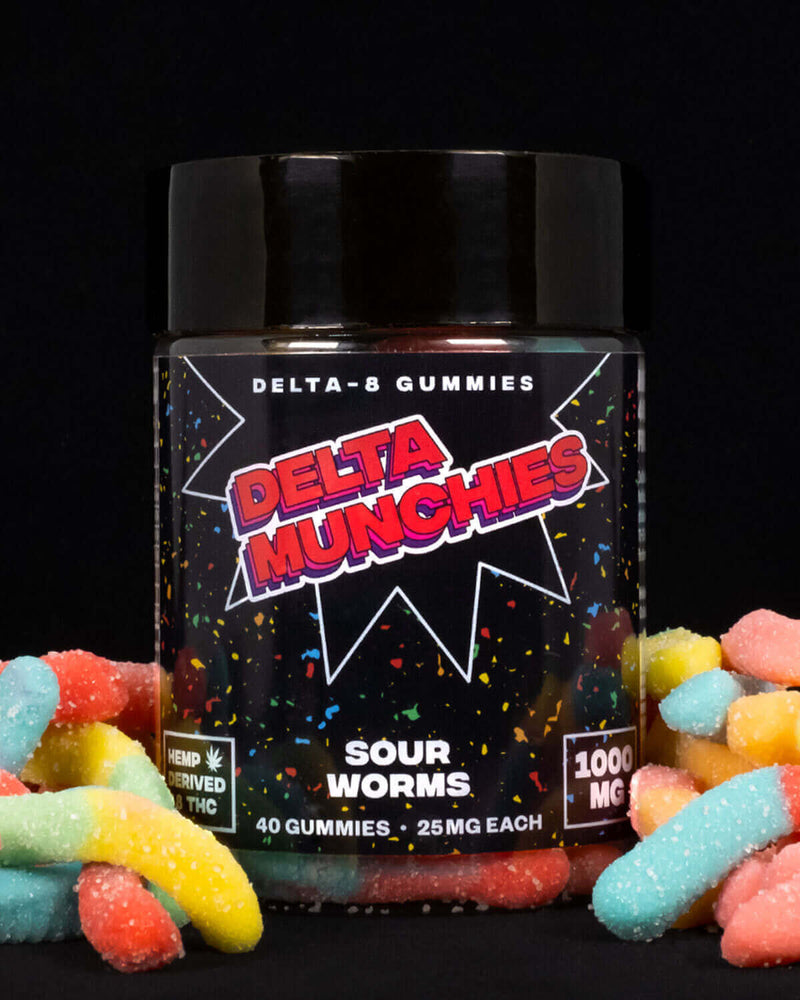 Delta Munchies Delta 8 Gummies 1,000mg 40ct - Sour Worms