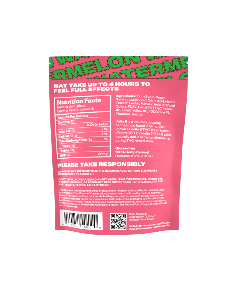 Delta Munchies Delta 8 Gummies - Watermelon 15ct