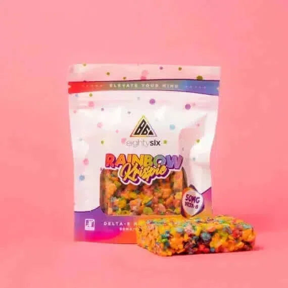 Eighty Six Brand Delta 8 THC 50mg Treat - Rainbow Rice Krispie