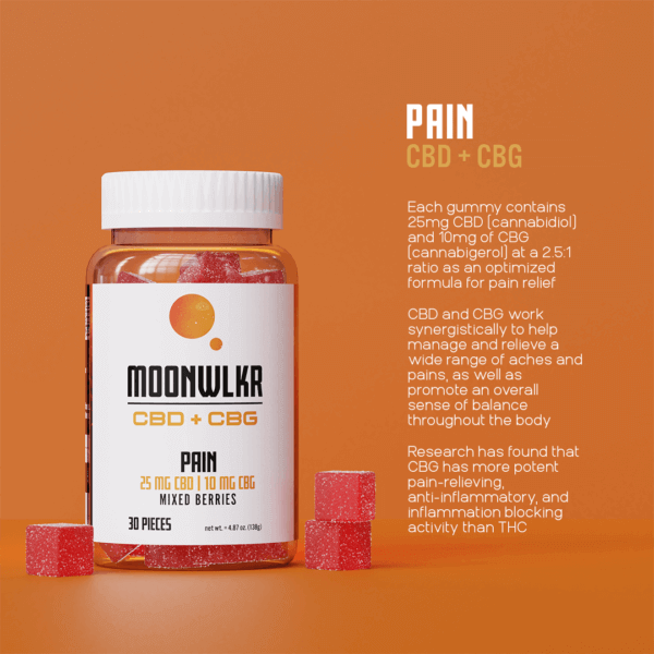 Moonwlkr CBD : CBG Pain Relief Gummies - Mixed Berry 30ct