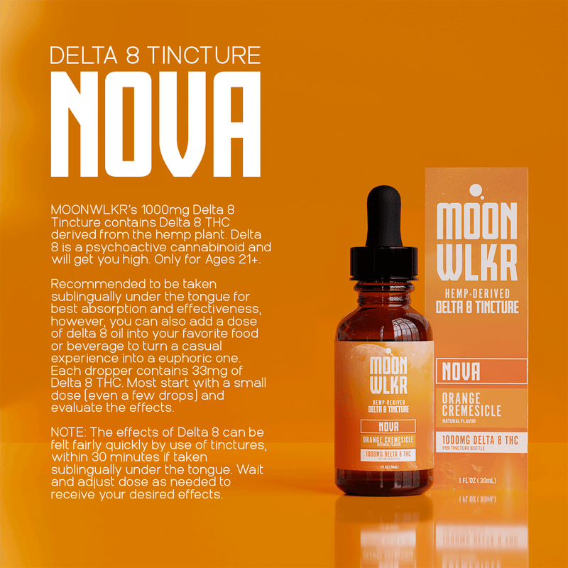 Moonwlkr Delta 8 Tincture 1,000mg - Orange