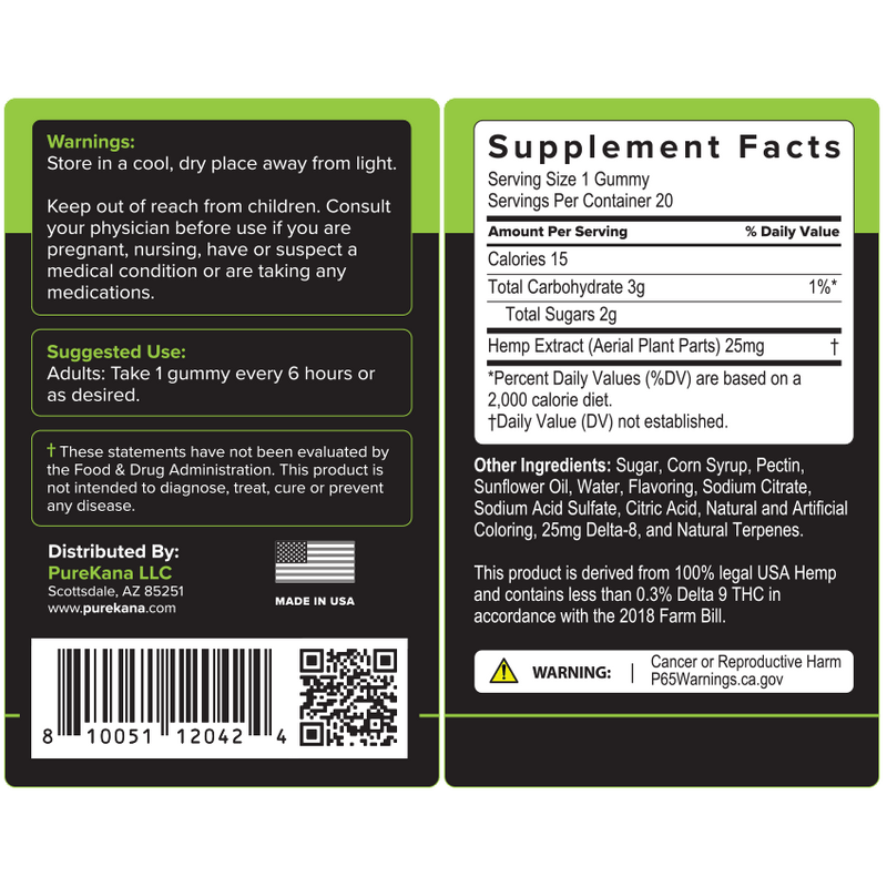 PureKana Delta 8 Gummies 500mg 20ct - Lime