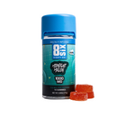 A container of "Eighty Six Brand Delta 9 Gummies" labeled "Midnight Melon" features hemp-derived Delta 9 THC gummies with a total potency of 1000 mg, along with three vibrant orange gummies.