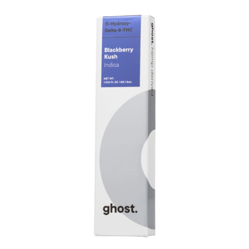 Image of a white and grey packaged product labeled "Ghost Delta 11 Disposable Vape | 1.8g" by the brand "Ghost". Net weight is 1.025g (1.0g, 1.0 ml). Ideal for those exploring disposable vapes with a Delta-11 cannabinoid twist.