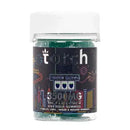 The Torch Haymaker Blend Gummies | 3500mg, from the brand Torch, come in a jar adorned with colorful graphics and a white cap. This potent blend includes THC-P, Delta-9 THC, and THC-X for an enhanced experience in every Blue Razz gummy.