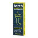 Packaging for Torch Nitro Blend THC-A Disposables in the La Kush Cake Hybrid flavor, 3.5g, is adorned with the Torch logo and product details. It highlights THC-A and THC-P to ensure a premium experience.