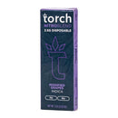 A purple box labeled "Torch Nitro Blend THC-A Disposables" contains a 3.5G vaping product featuring the Modified Grapes Indica flavor, enhanced with THC-P and THC-A.