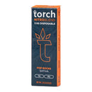 Torch Nitro Blend THC-A Disposables 3.5g box labeled "Pop Rocks Sativa" with THC-A, THC-P, THC, and HHC content. The box features a dark design with orange accents.